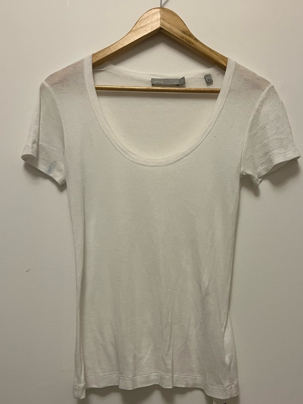 Vince Scoop Neck Short Sleeve Tee - White